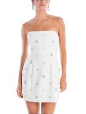 A.L.C. Strapless White Mini Dress with Sparkling Embellishments